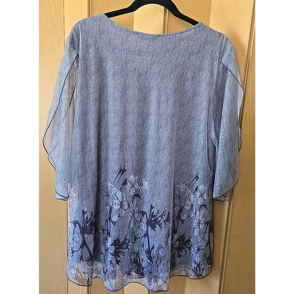 Sese Code Blouse Tunic Top Women 2XL Sheer Sleeve Round Neck Casual Comfort Gray - Picture 7 of 10